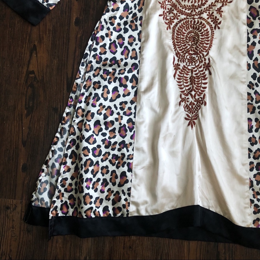 Bohemian Leopard Print Metallic Embroidered Tunic - image 2